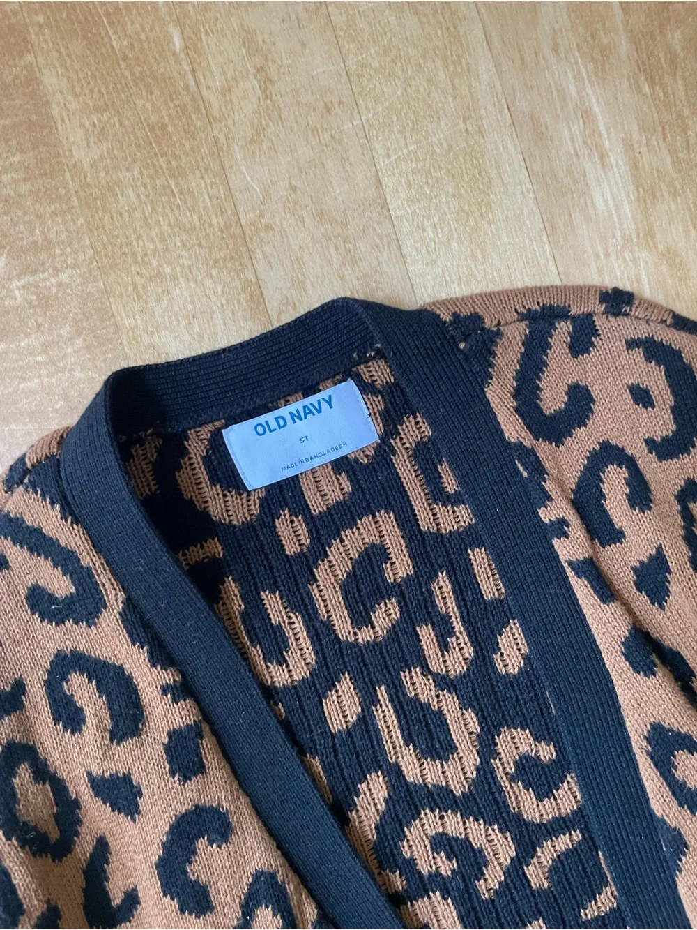 [Old Navy] Black and Brown Leopard Print Open Cardigan - 5T